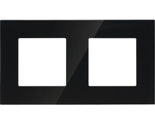 ONE TWO TOUCH Afdekraam glas 2-voudig zwart Dubbel frame voor schakelaars en stopcontacten