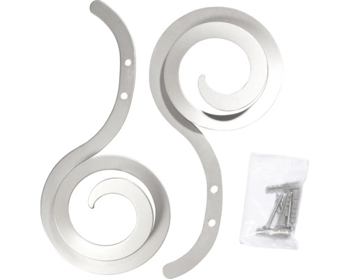 Twee spiraalvormige metalen plantenbakbeugels met schroeven voor wandmontage