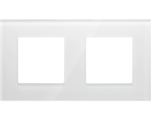 ONE TWO TOUCH Afdekraam glas 2-voudig wit Dubbel frame van glas voor schakelaars en stopcontacten