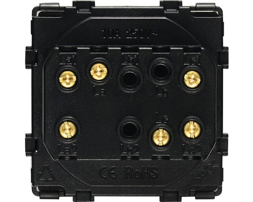 Achterkant van een elektrisch inzetstuk met aansluitingen