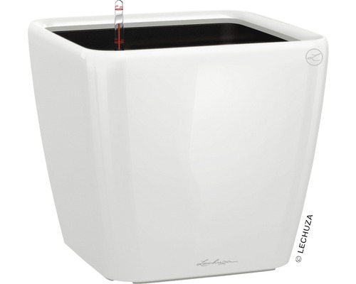 LECHUZA All-in-One Set Plantenbak Premium Quadro Kunststof wit Ø 43 cm H 39,5 cm Witte plantenbak met watergeefsysteem