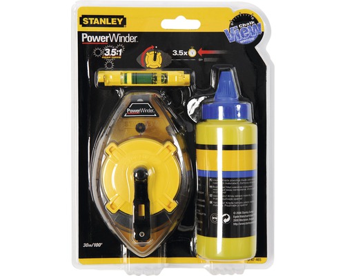 Stanley PowerWinder krijtset met 30 meter krijtlijn, waterpas en krijtfles