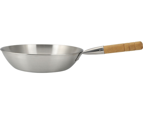 Metalen pan met houten handvat