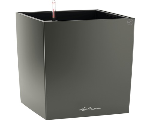 LECHUZA All-in-One Set Plantenbak Cube Kunststof Antraciet 50 cm x 50 cm x 50 cm Vierkante plantenbak met irrigatiesysteem en waterniveau-indicator