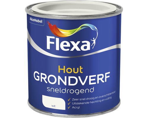 FLEXA Grondverf hout sneldrogend acryl wit 250 ml