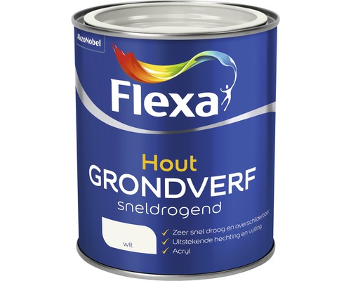 FLEXA Grondverf hout sneldrogend acryl wit 750 ml-0