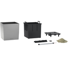 LECHUZA All-in-One Set Plantenbak Cube Kunststof Zilver 50 cm x 50 cm x 50 cm