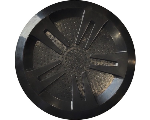 Zwarte ronde lekbak met ribbelstructuur