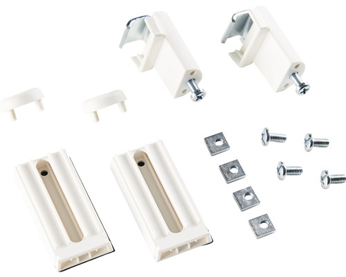 Bevestigingsset voor plissés met schroeven, beugels en afdekkingen