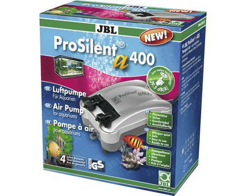 JBL ProSilent a400 Luchtpomp voor zoet- en zoutwateraquaria van 200-600 L JBL ProSilent A400 aquariumluchtpomp in doos