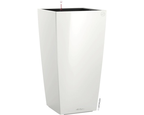 LECHUZA All-in-One Set Plantenbak Cubico Kunststof Wit 40 cm x 40 cm x 75 cm Witte plantenbak met irrigatiesysteem