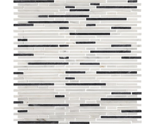 Mozaïektegel natuursteen Glacia Carrara zwart/wit 30,5x30,5 cm