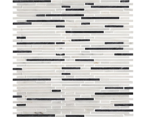 Mozaïektegel natuursteen Glacia Carrara zwart/wit 30,5x30,5 cm Mozaïektegel van marmer in lichte en donkere tint