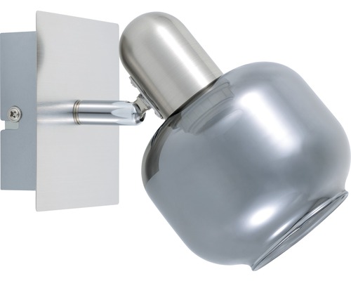 FLAIR Wandspot Acubens 1-lichts nikkel/rookglas-0