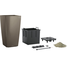 LECHUZA All-in-One Set Plantenbak Cubico Kunststof Bruin 40 cm x 40 cm x 75 cm
