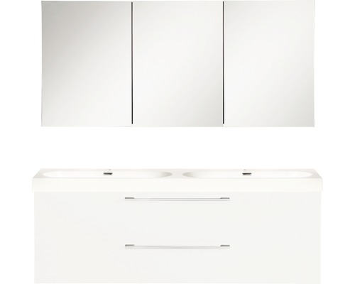 Badkamermeubelset Somero 120 cm inclusief spiegelkast wit hoogglans