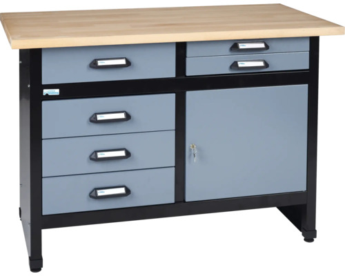 KÜPPER Werkbank 120 cm zilver-zwart (1 deur, 6 laden) KÜPPER Werkbank 120 cm zilver-zwart (1 deur, 6 laden)
