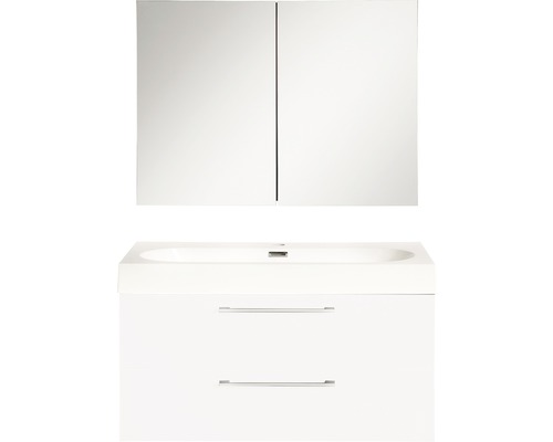 Badkamermeubelset Somero 80 cm inclusief spiegelkast wit hoogglans Badkamermeubelset Somero 80 cm inclusief spiegelkast wit hoogglans