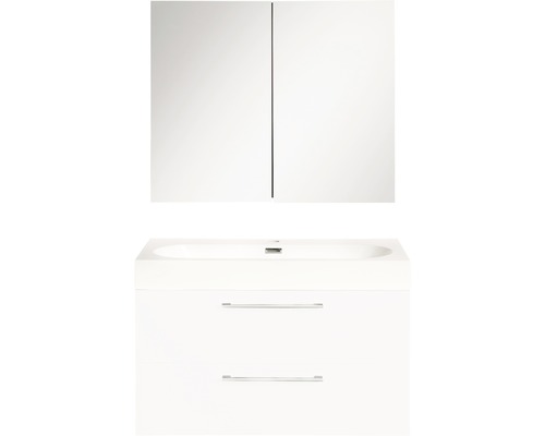 Badkamermeubelset Somero 60 cm inclusief spiegelkast wit hoogglans Badkamermeubelset Somero 60 cm inclusief spiegelkast wit hoogglans