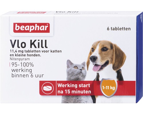 Beaphar Vlo kill + hond / kat, tot 11 kg, 6 tabl