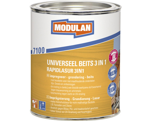 MODULAN 7100 Universeel beits 3-in-1 mat transparant 750 ml
