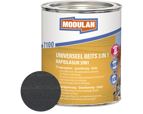 MODULAN 7100 Universeel beits 3-in-1 mat donkergrijs 750 ml