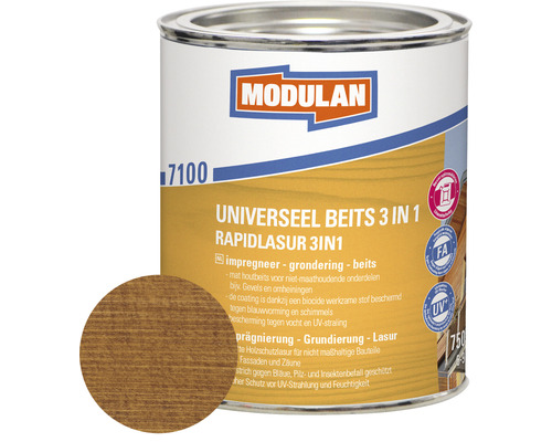 MODULAN 7100 Universeel beits 3-in-1 mat noten 750 ml