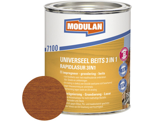 MODULAN 7100 Universeel beits 3-in-1 mat teak 750 ml-0