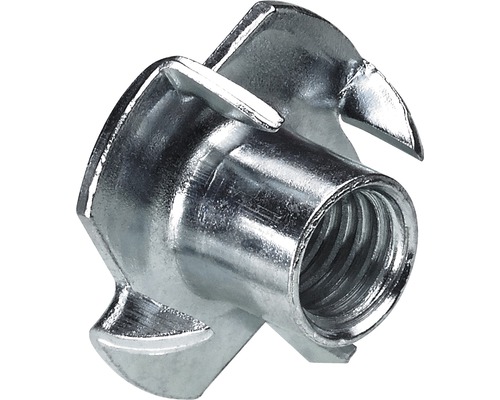 HETTICH Stalen inslagmoer met schroefdraad M8/10 mm, 50 stuks Enkele deuvel met drie tanden
