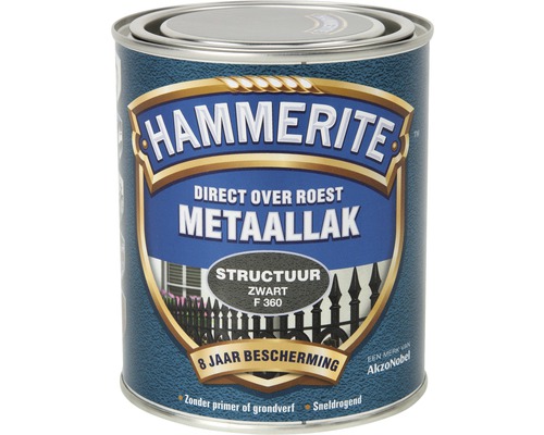 HAMMERITE Metaallak structuur zwart F360 750 ml Hammerite metaallak blik, direct over roest te gebruiken
