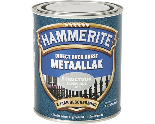 HAMMERITE Metaallak structuur zilvergrijs F315 750 ml Hammerite metaallak blik voor direct op roest