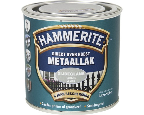 HAMMERITE Metaallak zijdeglans grijs Z218 250 ml Hammerite metaallak grijs, bescherming tegen roest