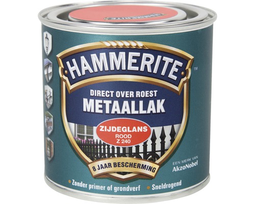 HAMMERITE Metaallak zijdeglans rood Z240 250 ml Hammerite metaallak direct over roest, blik