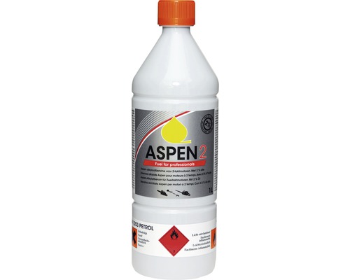 ASPEN Alkylaat benzine 2-takt, 1 liter, voor tuinmachines Aspen 2-takt brandstofmengsel in een fles van 1 liter