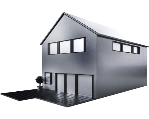 Modern huis met twee verdiepingen, plat dak en terras