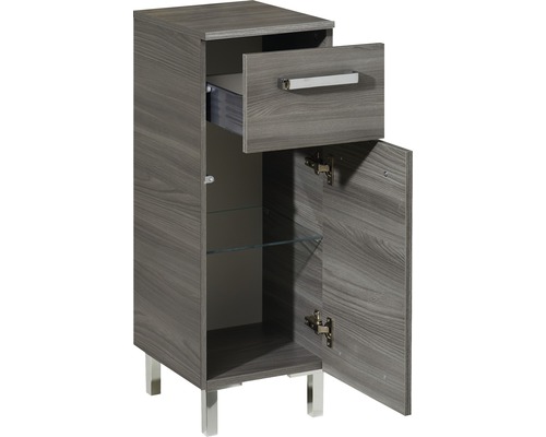 Badkamerkast met lade, deur, glazen plank en poten