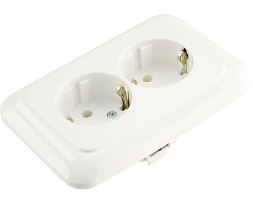 BUSCH-JAEGER Reflex SI Stopcontact 2-voudig RA vlak model alpine wit 302EUJT-214 Dubbel stopcontact voor binnenshuis