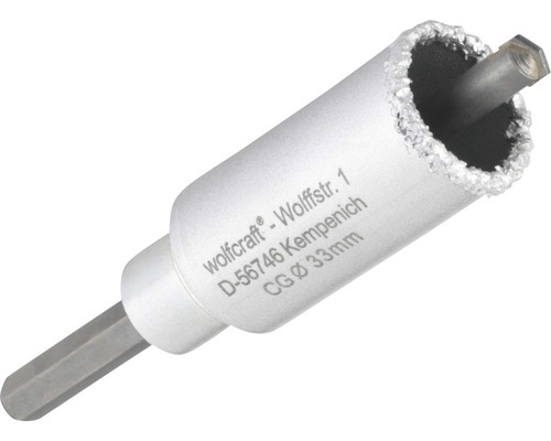 WOLFCRAFT boorkrans hard metaal Ø 33 mm incl. schacht, boor