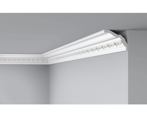 DECOFLAIR Sierlijst plafond E11 8x10x200 cm Hoek met stucwerkprofiel aan plafond en wand