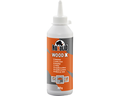 ROXOLID Wood-X houtlijm d3 263 g Fles houtlijm met D3-classificatie en een gewicht van 263 gram