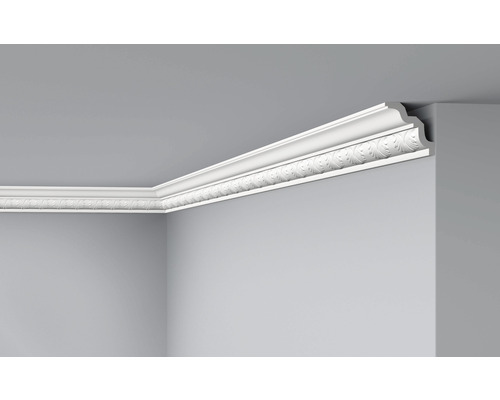 DECOFLAIR Sierlijst plafond E24 6x6x200 cm Decoratieve lijst met bladmotief op wand en plafond