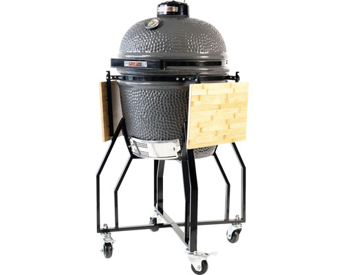 Keramische barbecue met bamboe legplanken en trolley