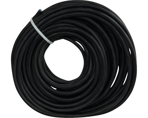 Opgerolde zwarte grondkabelhaspel