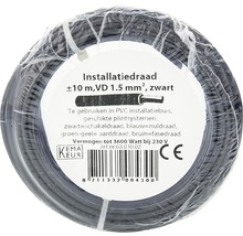 Zwarte installatiedraad, circa 10 meter, 1,5 mm² doorsnede