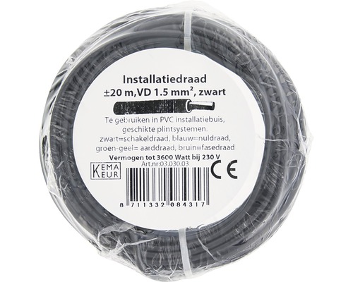 Installatiedraad op rol, circa 20 meter, 1,5 mm2