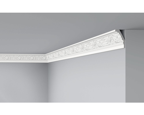DECOFLAIR Sierlijst plafond E25 8x5x200 cm Kamerplafond met witte sierlijst met decoratieve ornamenten