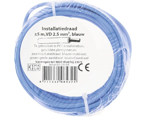 Installatiedraad circa 5 meter, 2.5 mm² doorsnede