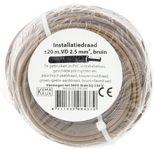 Bruine installatiedraad, 2,5 mm doorsnede, circa 20 meter