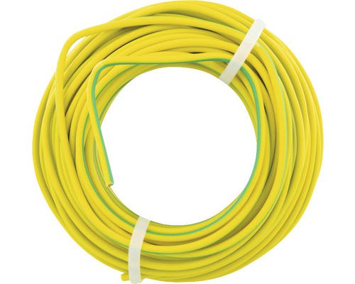 Geel aardingskabel opgerold en vastgemaakt met kabelbinders