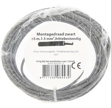 Zwarte montagedraad, circa vijf meter, 1,5 vierkante millimeter, hittebestendig
